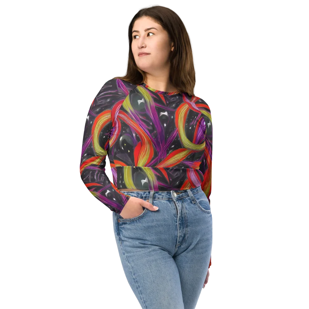 Sonic Petals on Long Sleeve Crop Top — Front