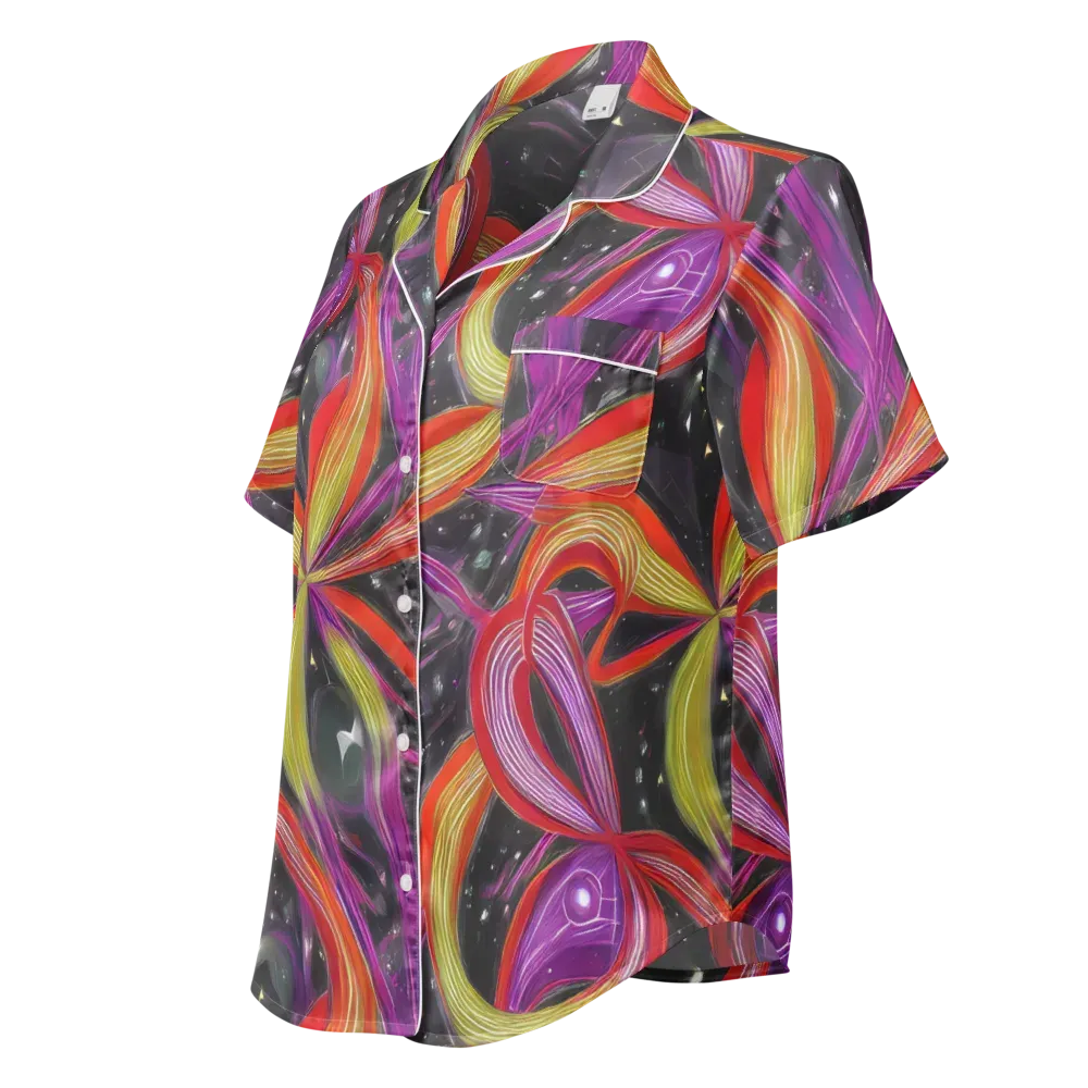 Sonic Petals on Women's Short Sleeve Pajama Top — Left Front