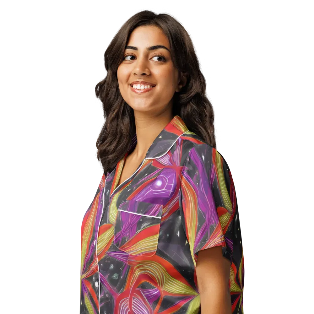 Sonic Petals on Women's Short Sleeve Pajama Top — Left Front