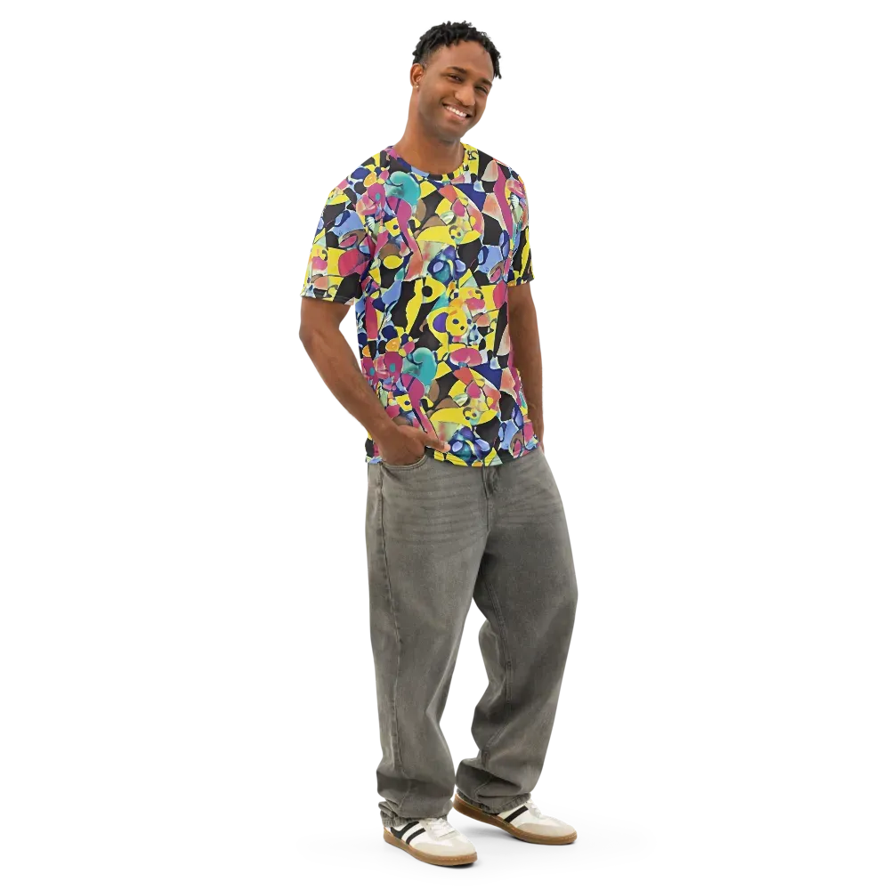 Vivid Collide on Men's Cotton Crew Neck T-Shirt — Right Front