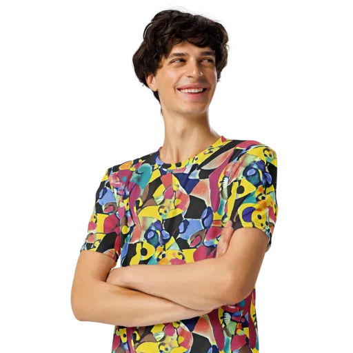 Vivid Collide on a Men's Crew Neck T-Shirt