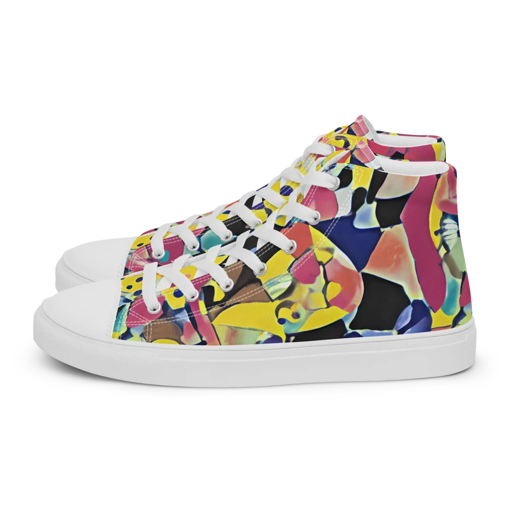 Vivid Collide on Men's High Top Canvas Shoes — Left