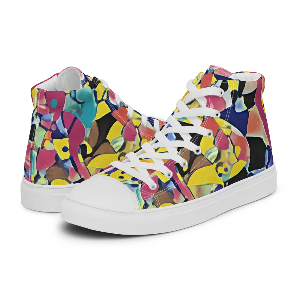 Vivid Collide on Men's High Top Canvas Shoes — Left
