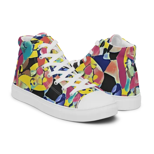 Vivid Collide on a Men's High Top Canvas Shoes