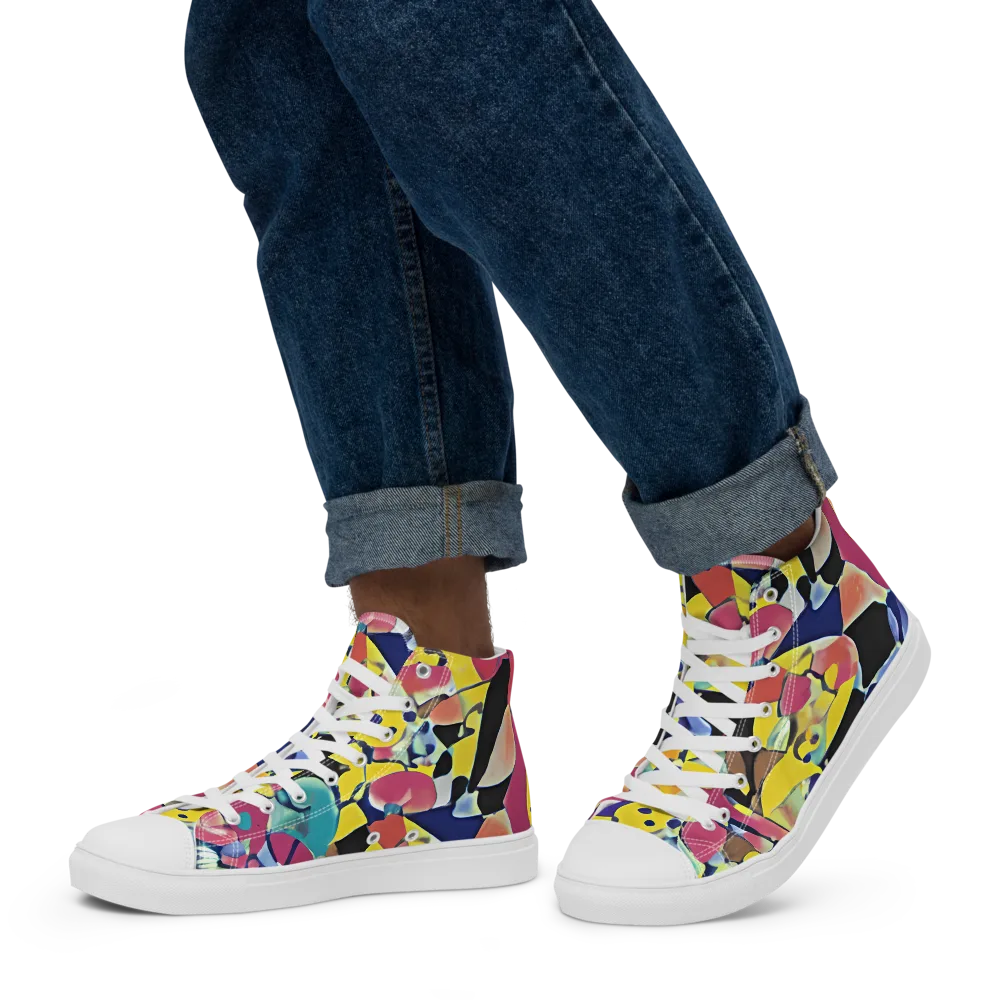 Vivid Collide on Men's High Top Canvas Shoes — Left