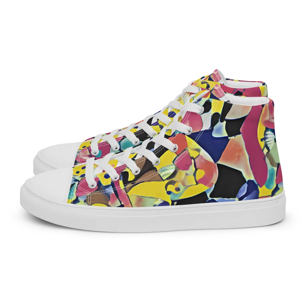 Vivid Collide on Women's High Top Canvas Shoes — Left