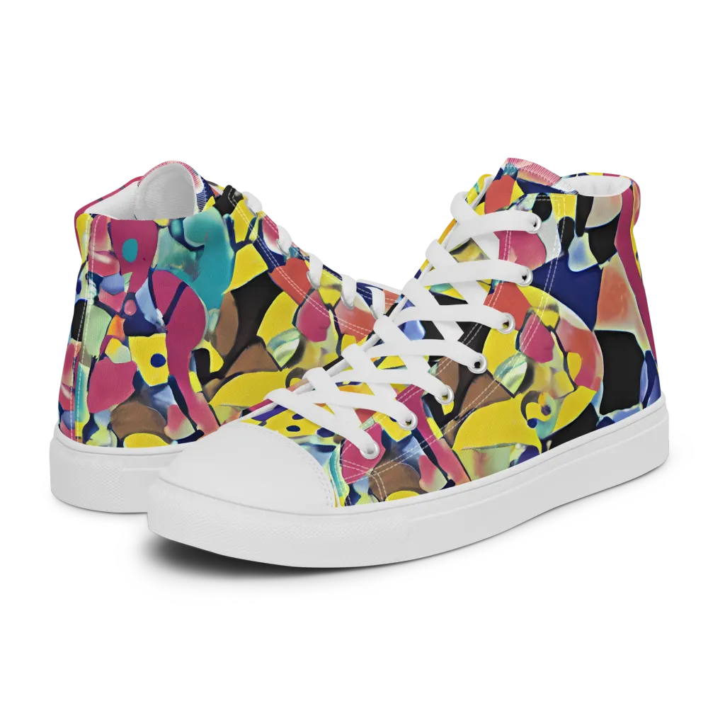 Vivid Collide on Women's High Top Canvas Shoes — Left