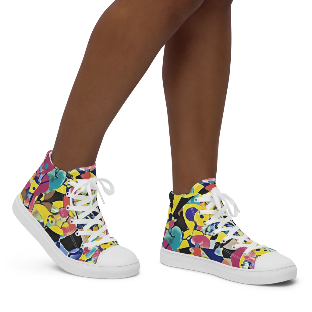 Vivid Collide on Women's High Top Canvas Shoes — Right