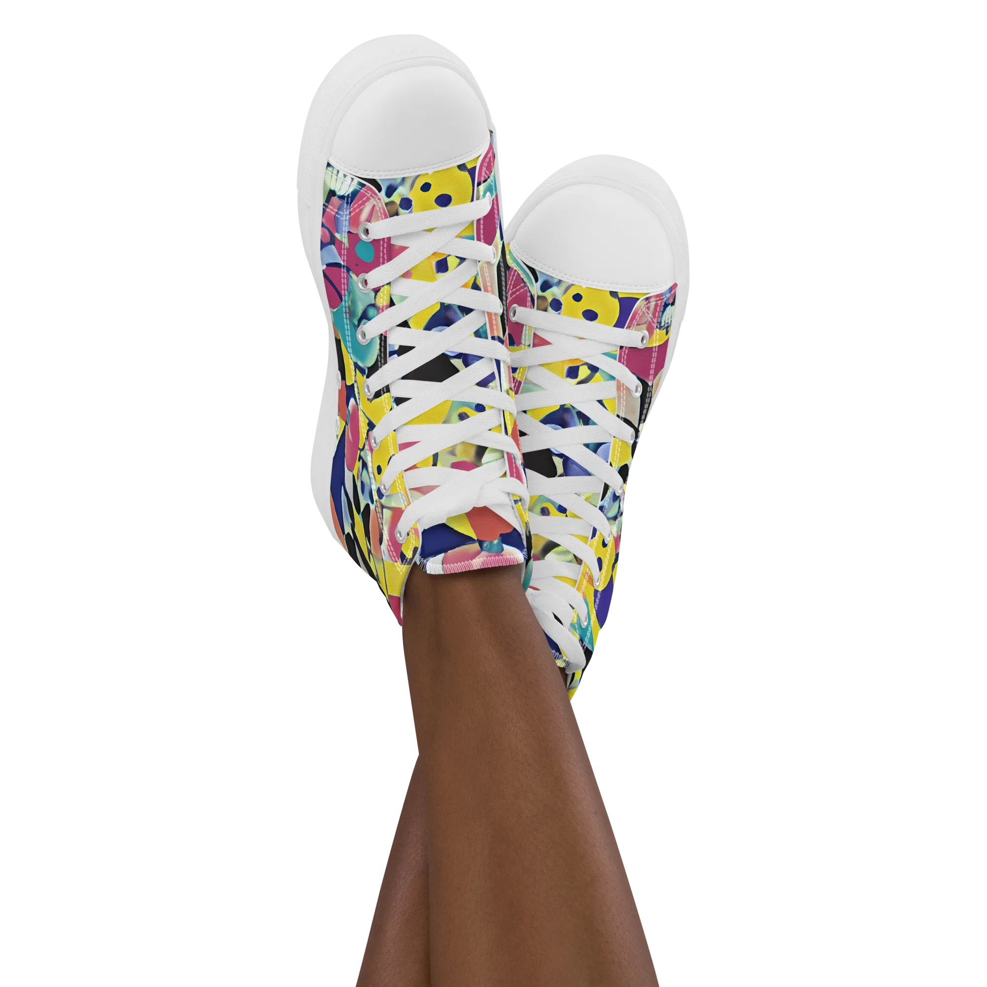 Vivid Collide on Women's High Top Canvas Shoes — Front