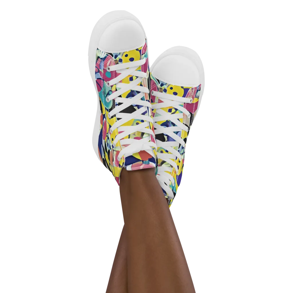 Vivid Collide on Women's High Top Canvas Shoes — Front