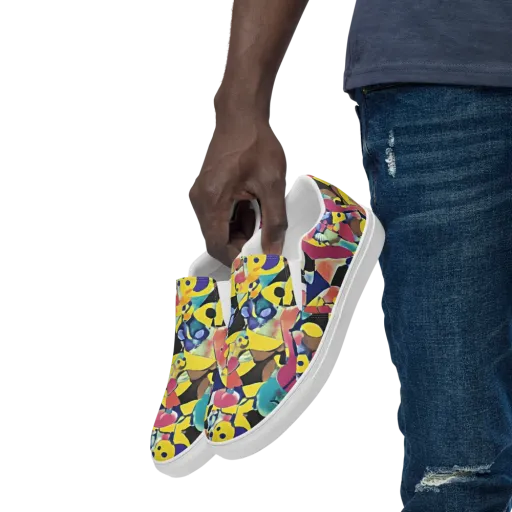 Vivid Collide on a Men's Slip-On Canvas Shoes