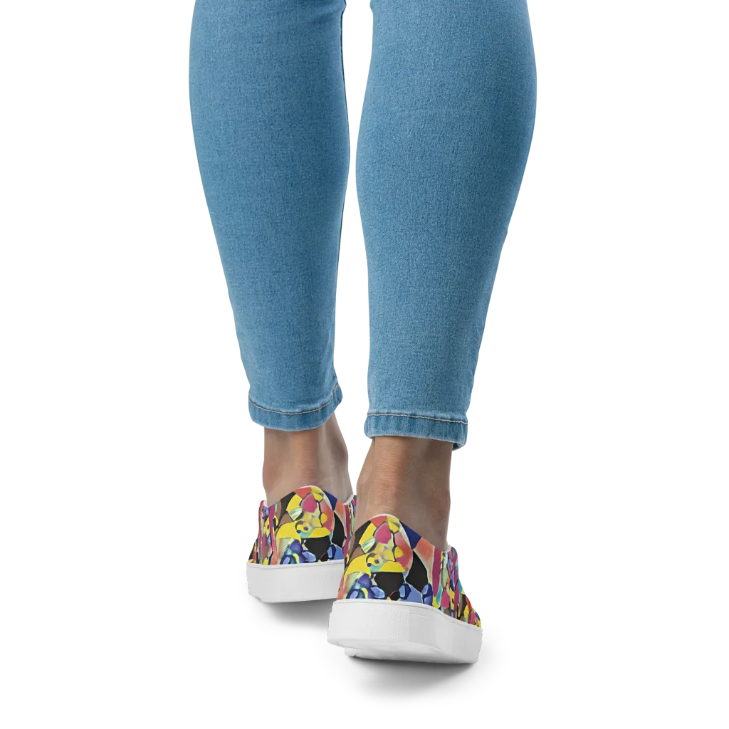 Vivid Collide on Women's Slip-On Canvas Shoes — Back