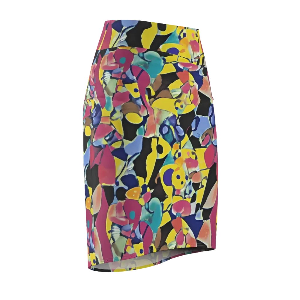 Vivid Collide on Pencil Skirt — Front Side