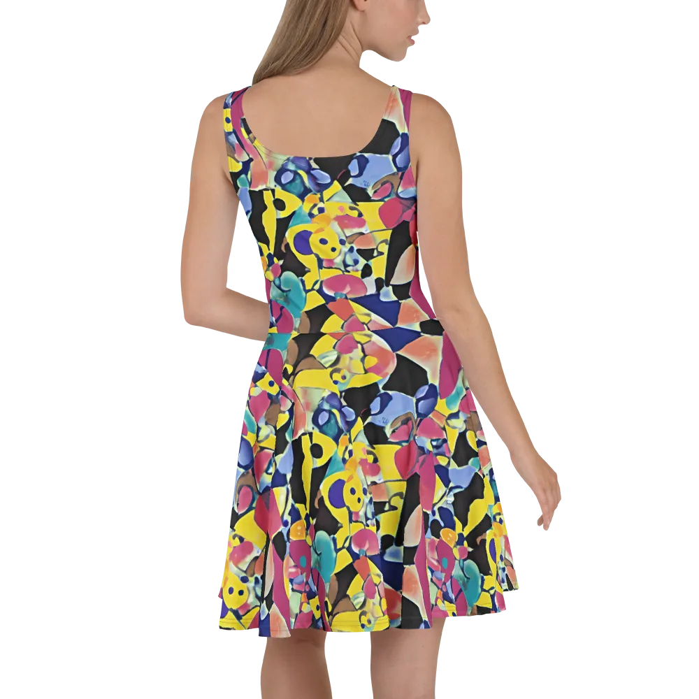 Vivid Collide on Skater Dress — Back
