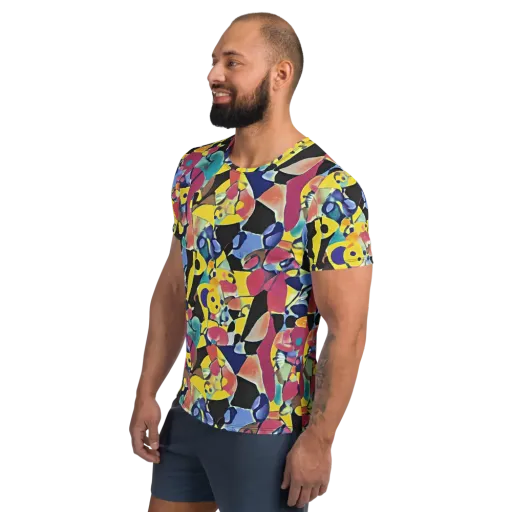 Vivid Collide on a Men's Athletic T-Shirt