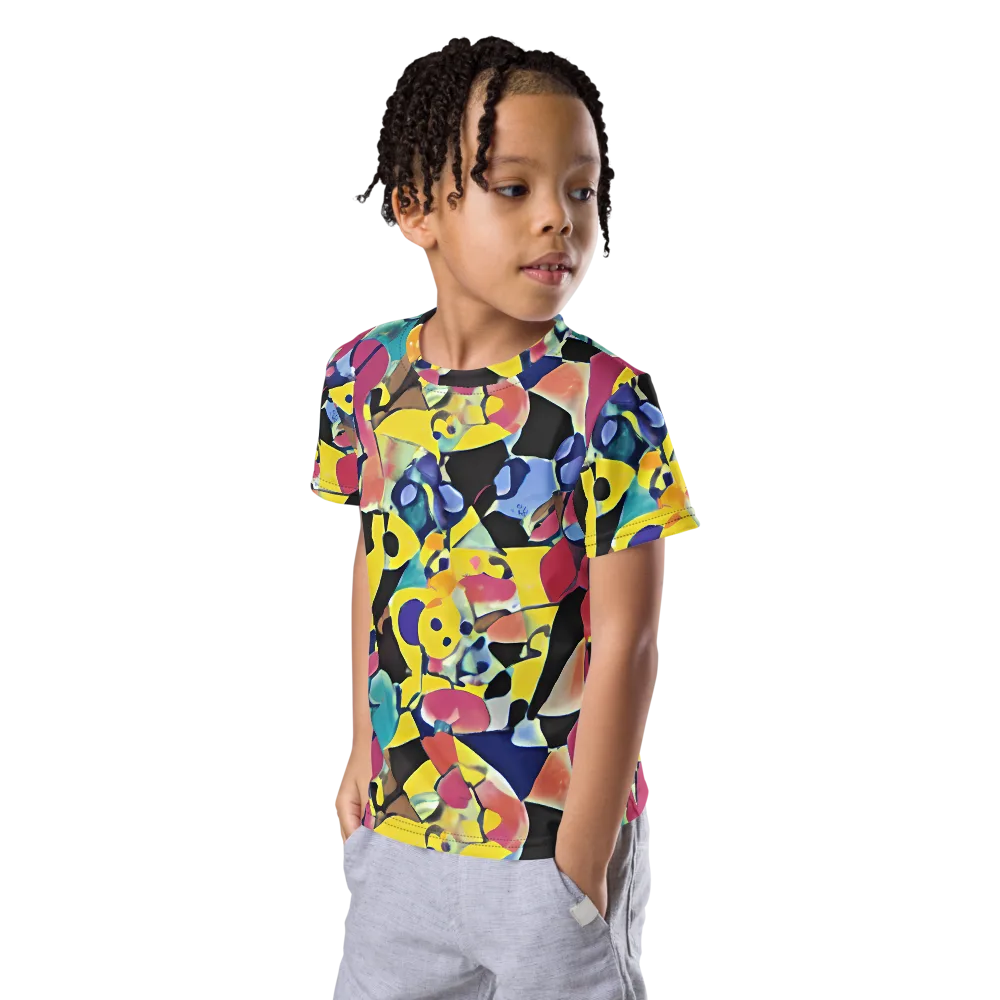Vivid Collide on Kids Crew Neck T-Shirt — Left Front