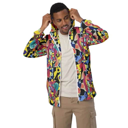 Vivid Collide on a Men's Windbreaker