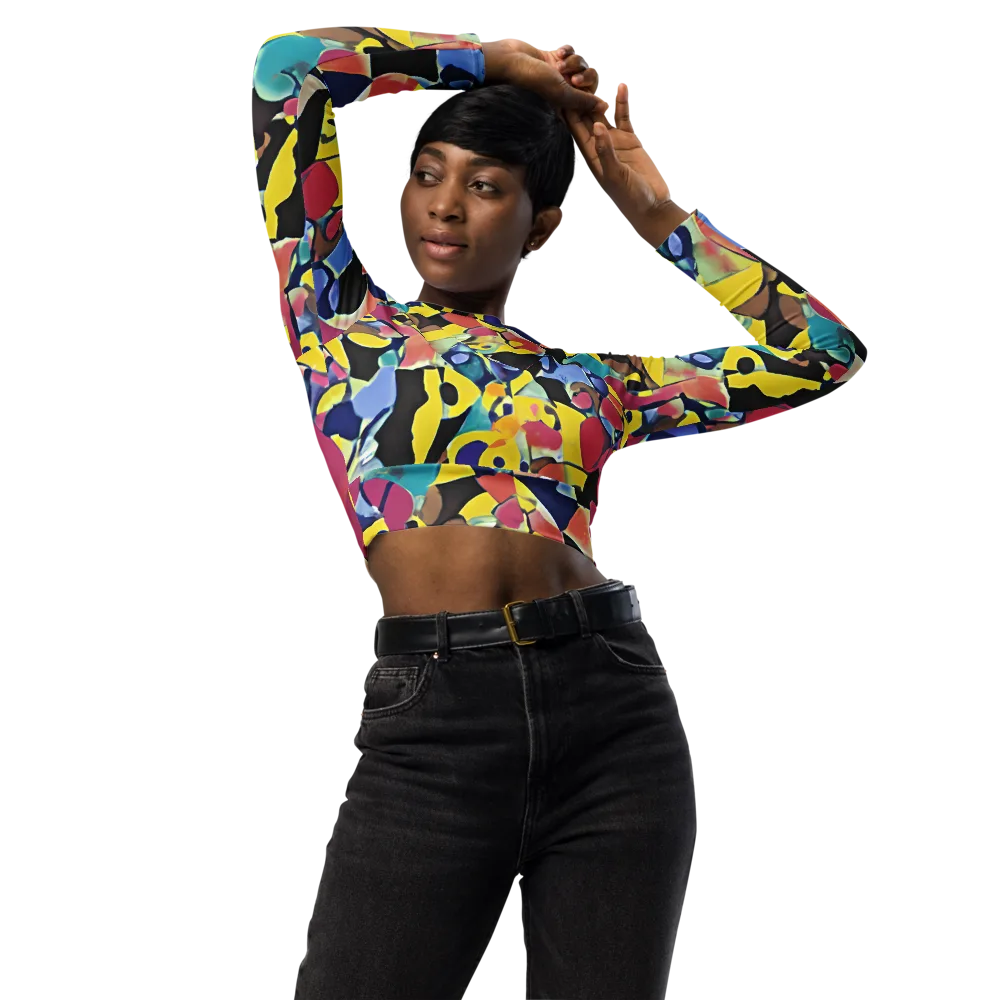 Vivid Collide on Long Sleeve Crop Top — Front
