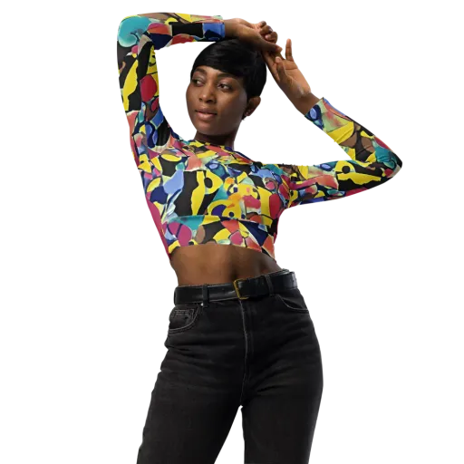 Vivid Collide on a Long Sleeve Crop Top