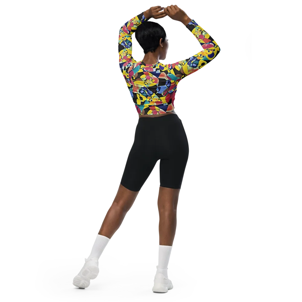 Vivid Collide on Long Sleeve Crop Top — Back