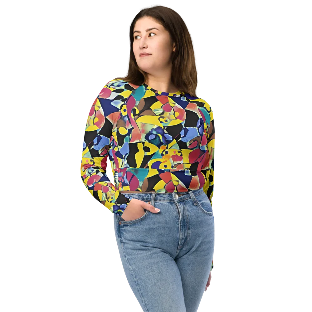 Vivid Collide on Long Sleeve Crop Top — Front