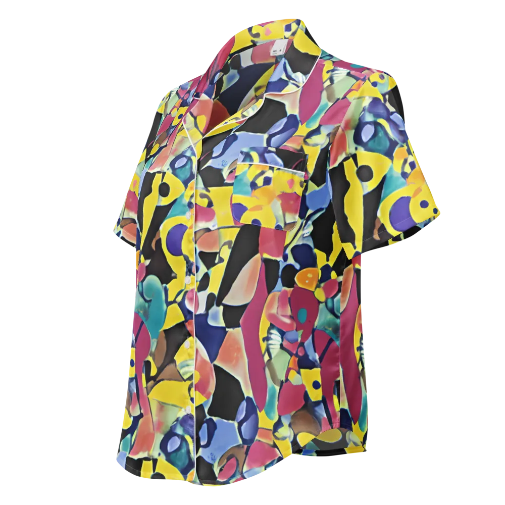 Vivid Collide on Women's Short Sleeve Pajama Top — Left Front