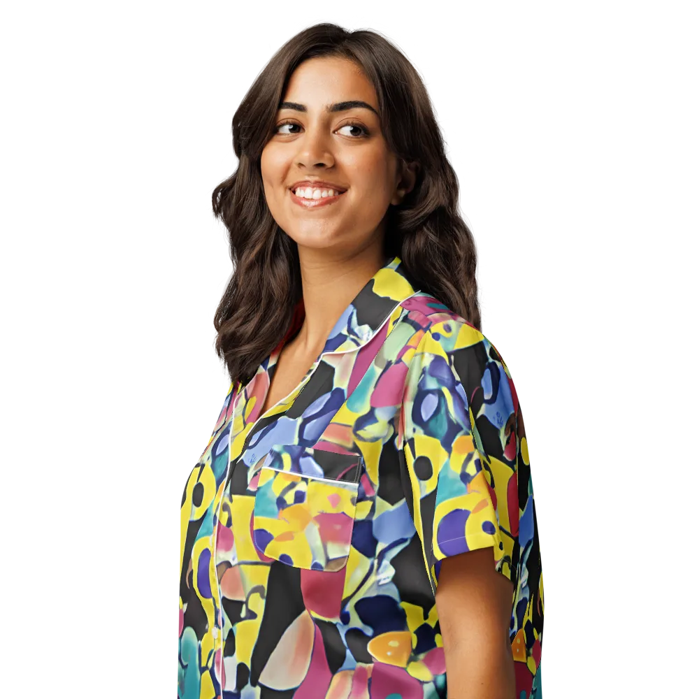 Vivid Collide on Women's Short Sleeve Pajama Top — Left Front