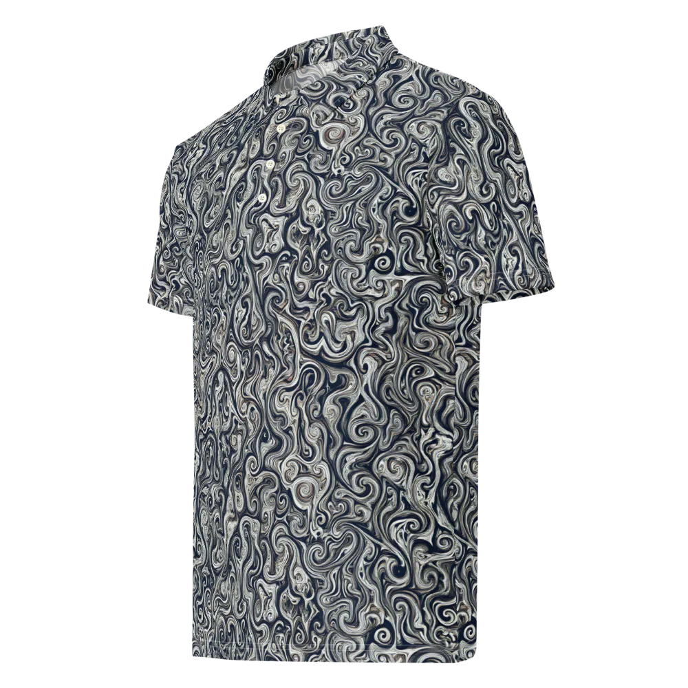 Midnight Marbling on Men's Slim Fit Polo Shirt — Left Front