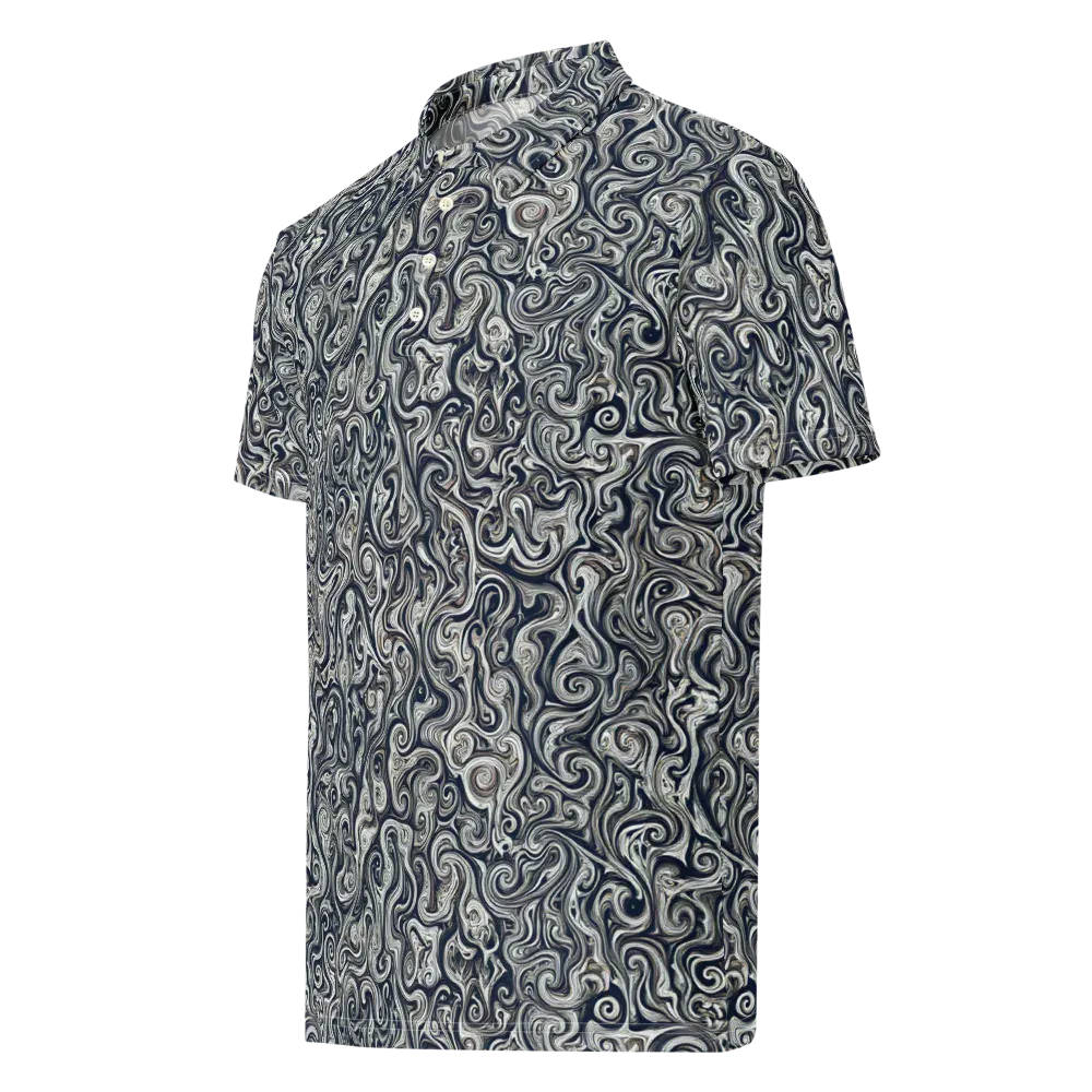Midnight Marbling on Men's Slim Fit Polo Shirt — Left Front