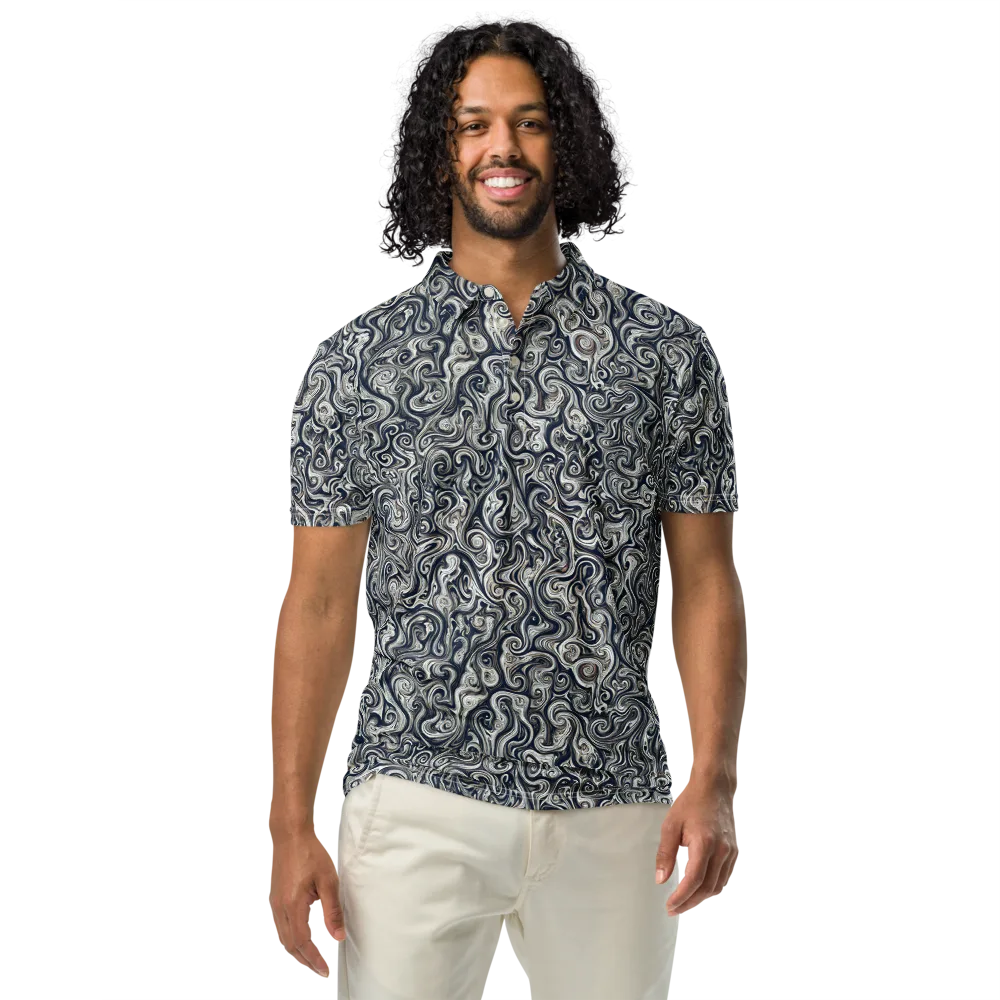 Midnight Marbling on Men's Slim Fit Polo Shirt — Front