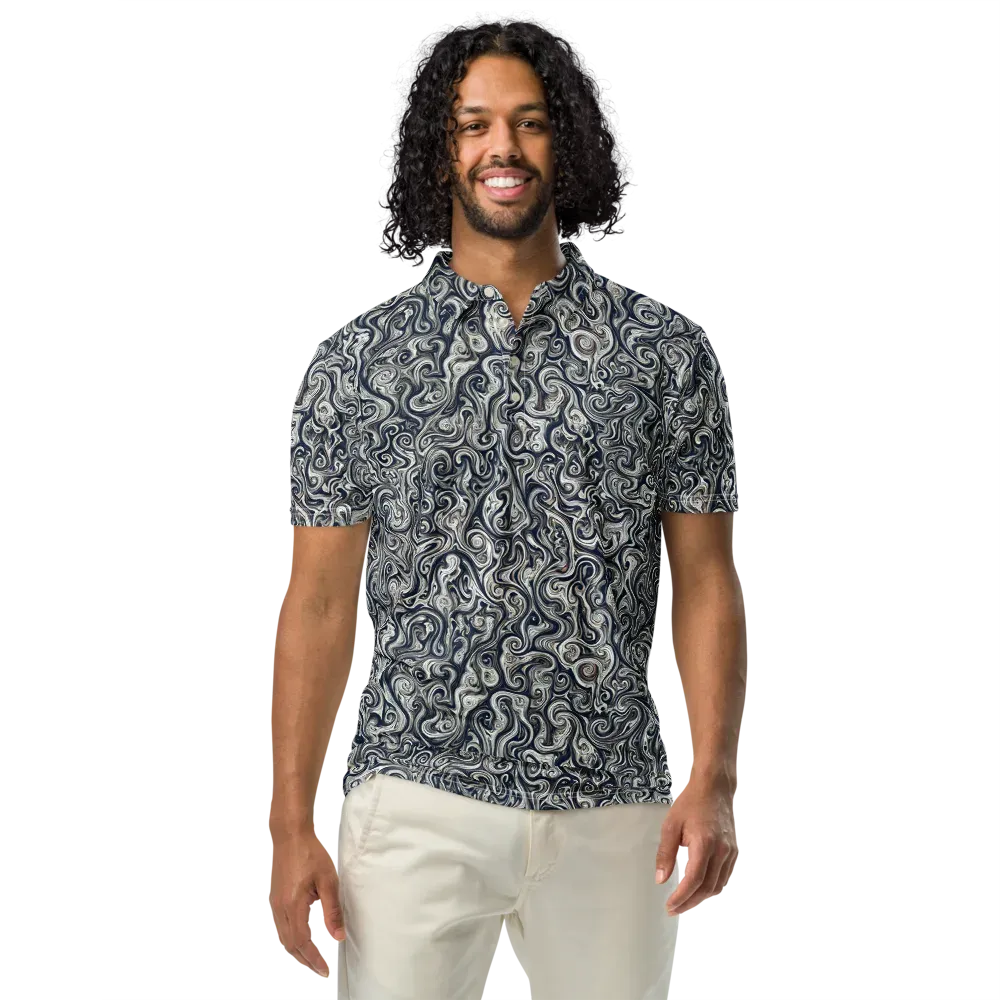 Midnight Marbling on Men's Slim Fit Polo Shirt — Front