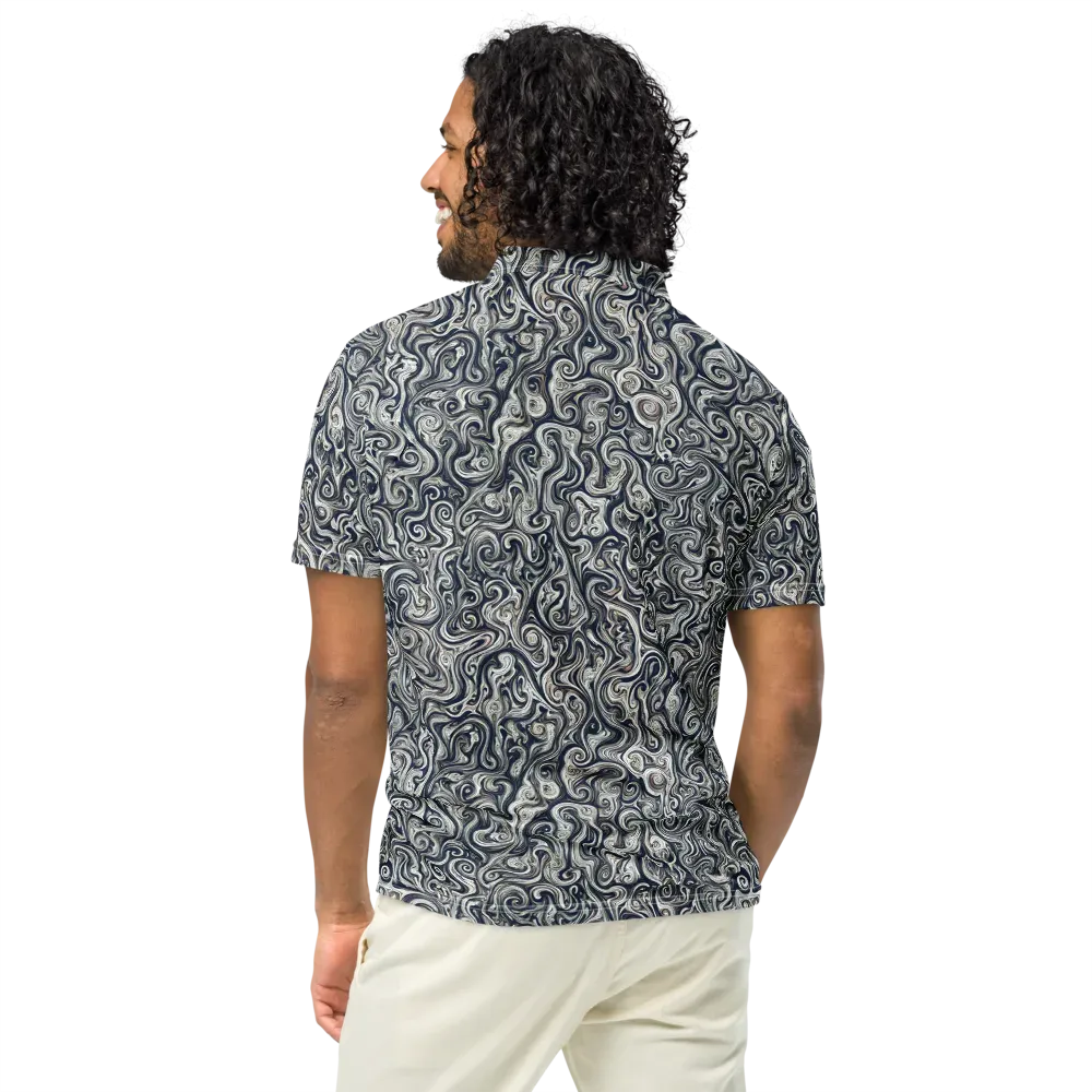 Midnight Marbling on Men's Slim Fit Polo Shirt — Back