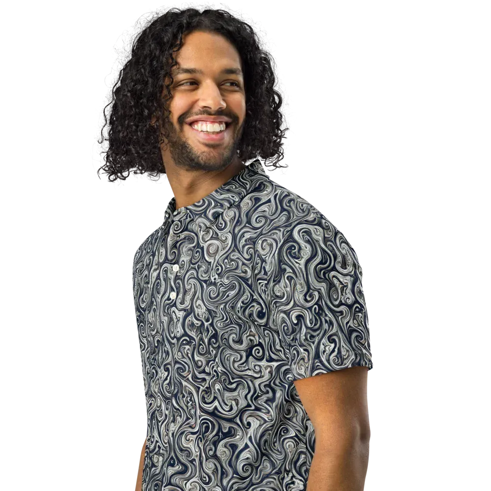 Midnight Marbling on Men's Slim Fit Polo Shirt — Left Front