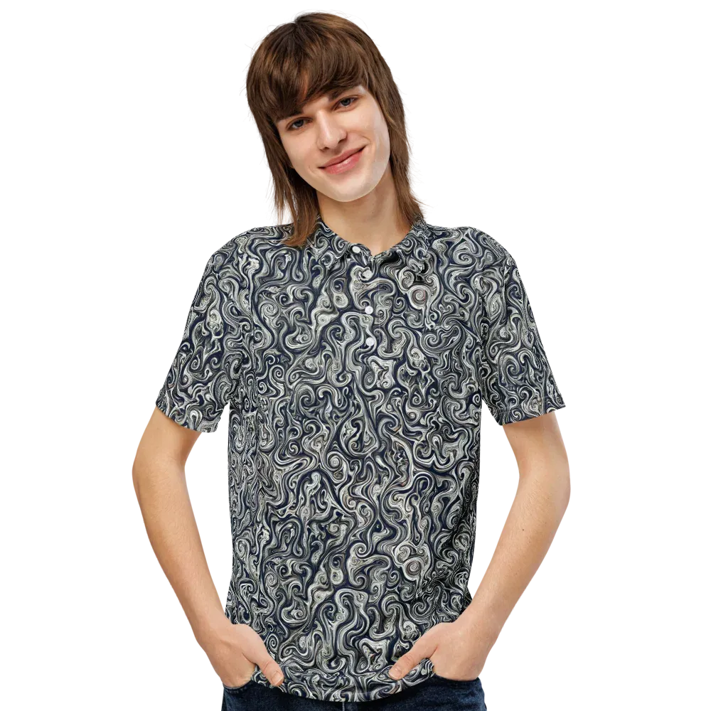 Midnight Marbling on Men's Slim Fit Polo Shirt — Front