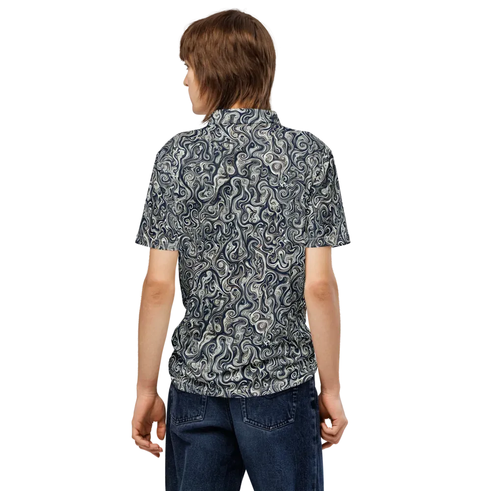 Midnight Marbling on Men's Slim Fit Polo Shirt — Back