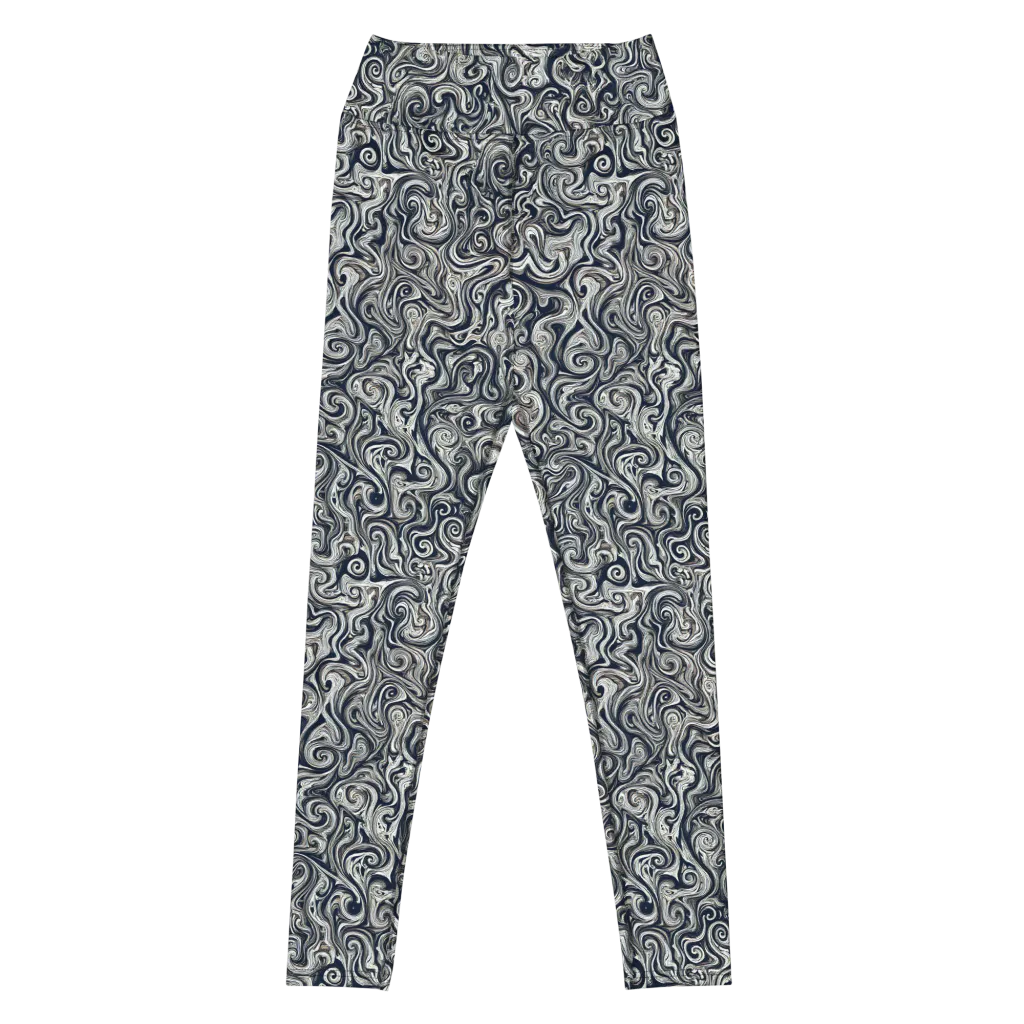 Midnight Marbling on Yoga Leggings — Front
