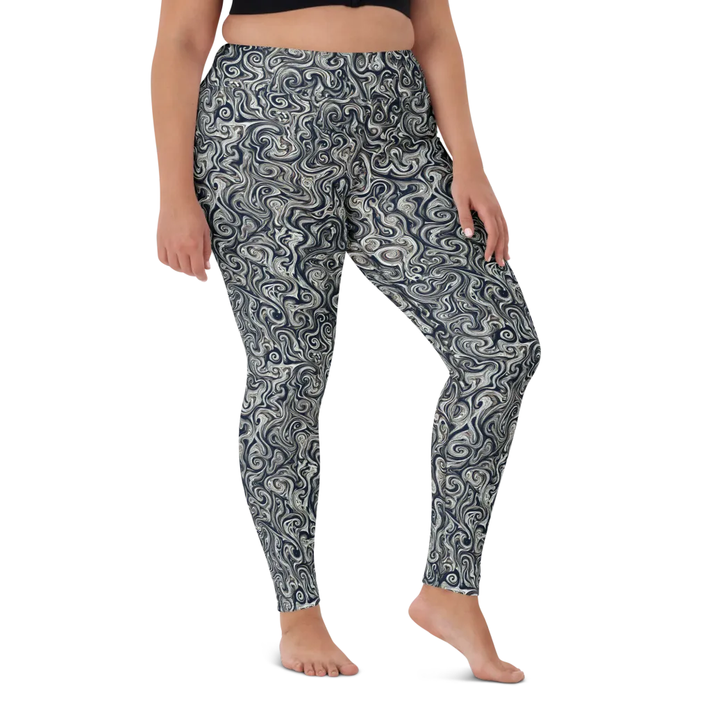 Midnight Marbling on Yoga Leggings — Front