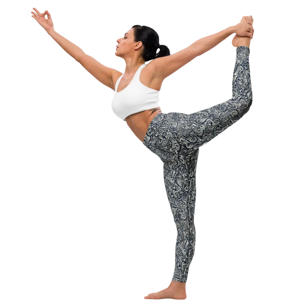 Midnight Marbling on Yoga Leggings — Left