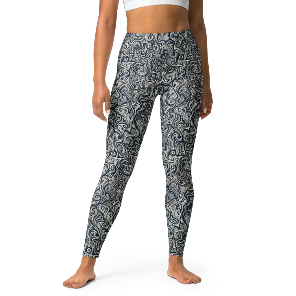 Midnight Marbling on Yoga Leggings — Front