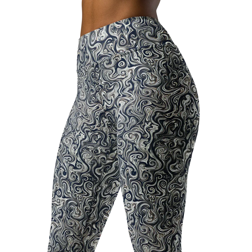 Midnight Marbling on Yoga Leggings — Left Front