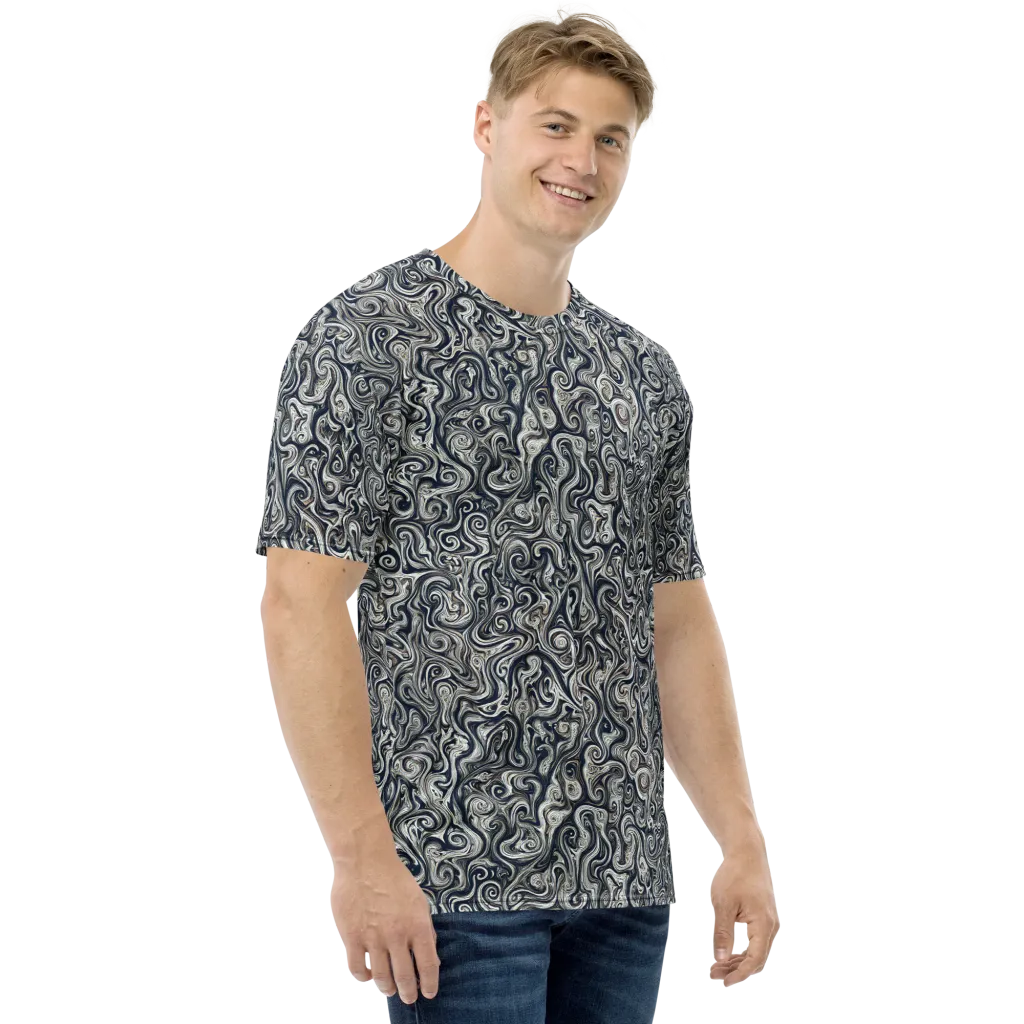 Midnight Marbling on Men's Crew Neck T-Shirt — Right