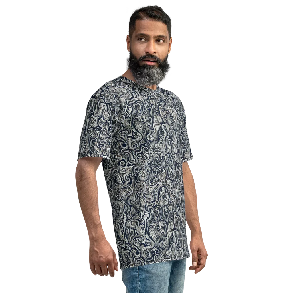 Midnight Marbling on Men's Crew Neck T-Shirt — Right