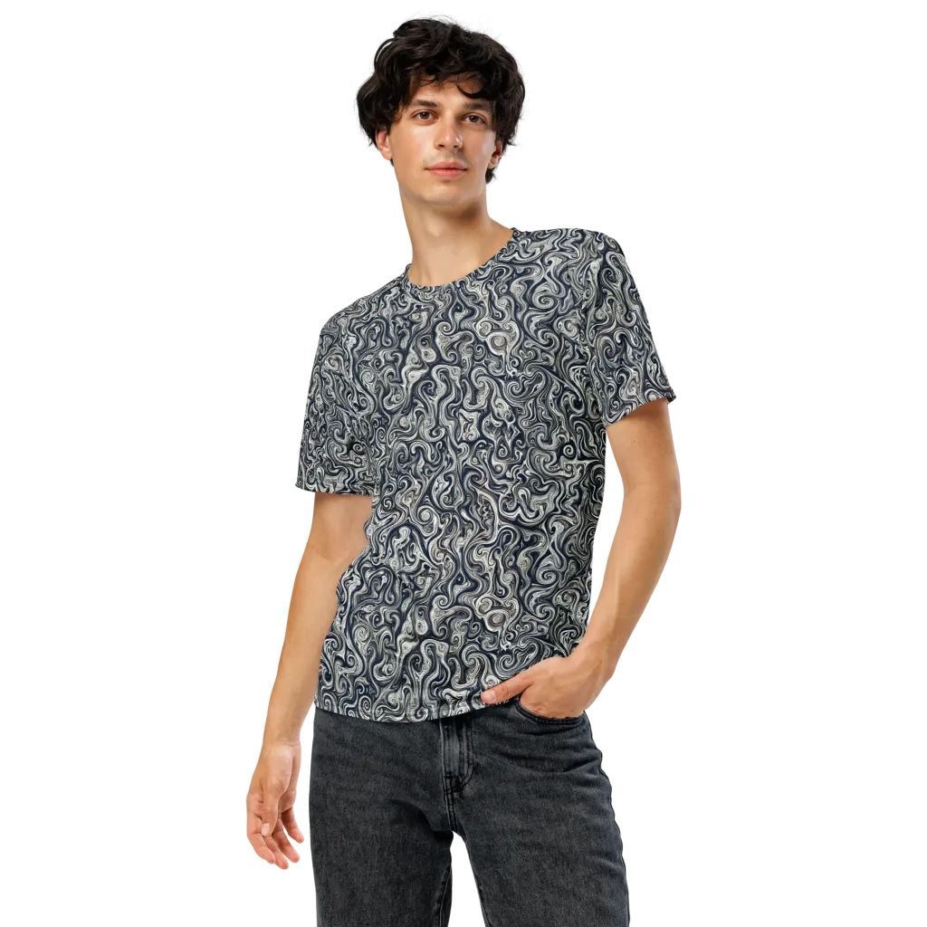 Midnight Marbling on Men's Crew Neck T-Shirt — Front