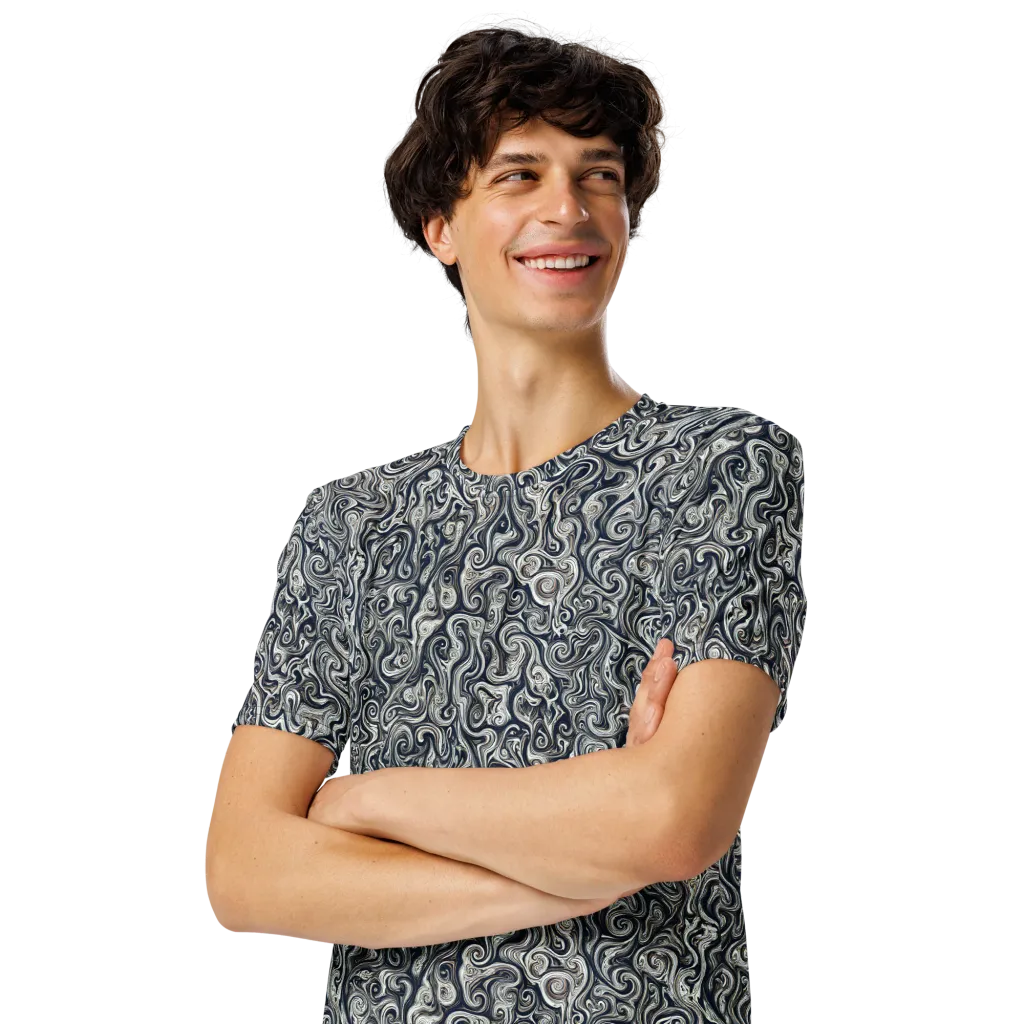 Midnight Marbling on Men's Crew Neck T-Shirt — Left Front