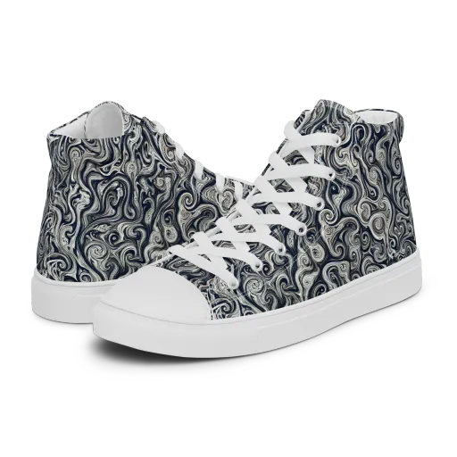 Midnight Marbling on a Men's High Top Canvas Shoes