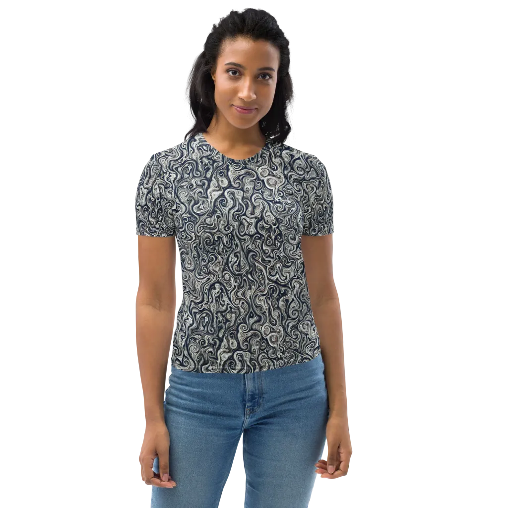 Midnight Marbling on Women's Crew Neck T-Shirt — Front