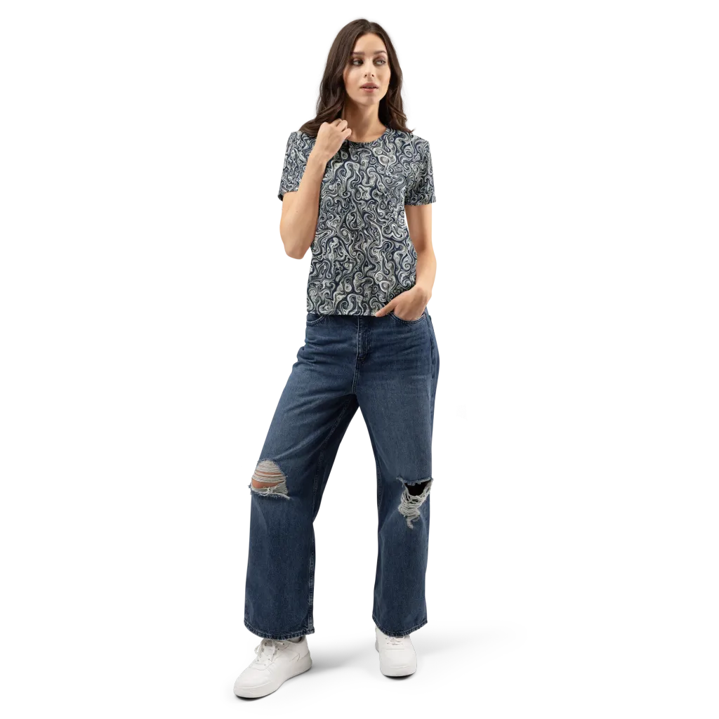 Midnight Marbling on Women's Crew Neck T-Shirt — Front