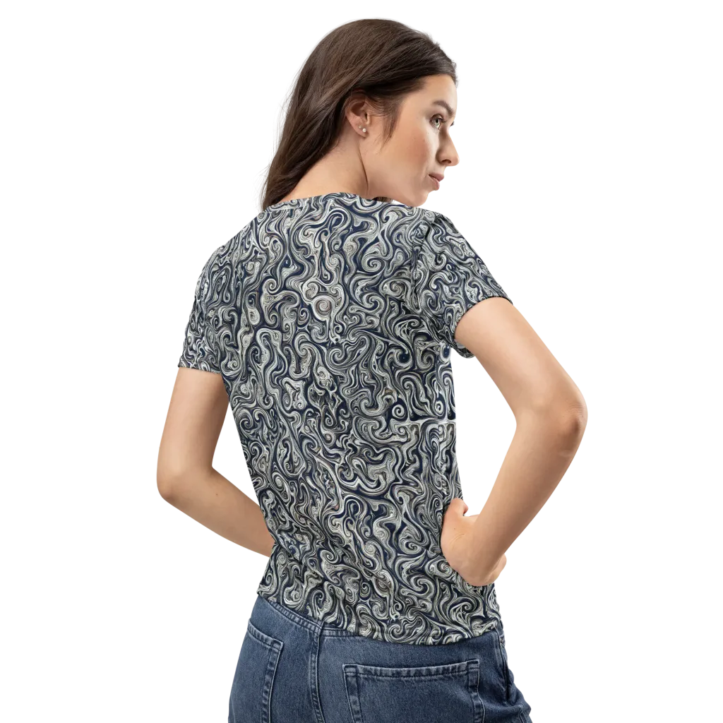 Midnight Marbling on Women's Crew Neck T-Shirt — Back