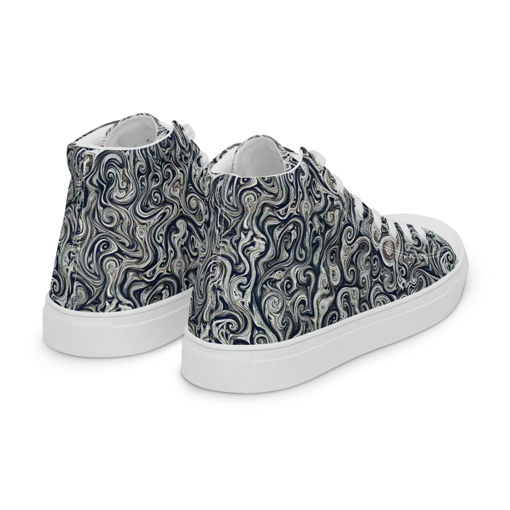 Midnight Marbling on Women's High Top Canvas Shoes — Right Back