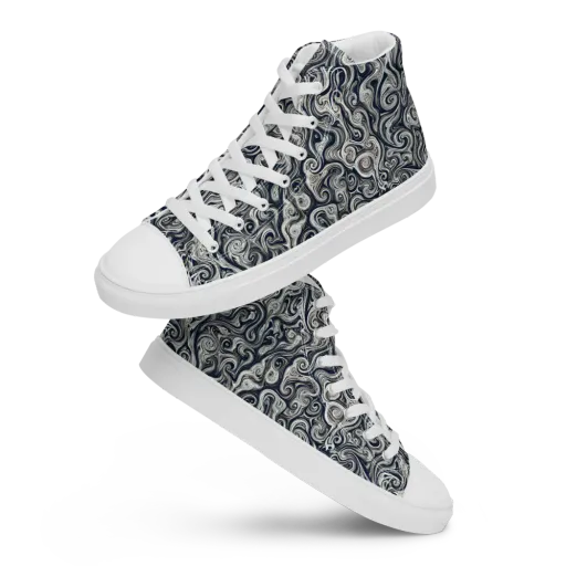 Midnight Marbling on a Women's High Top Canvas Shoes